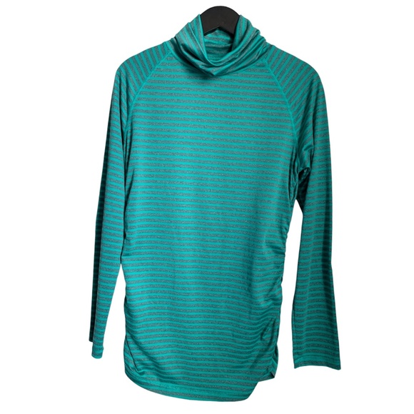 Alpine Women's Top Size Medium Green Stripes Dri-Logic Turtleneck Long Sleeve - Picture 1 of 6